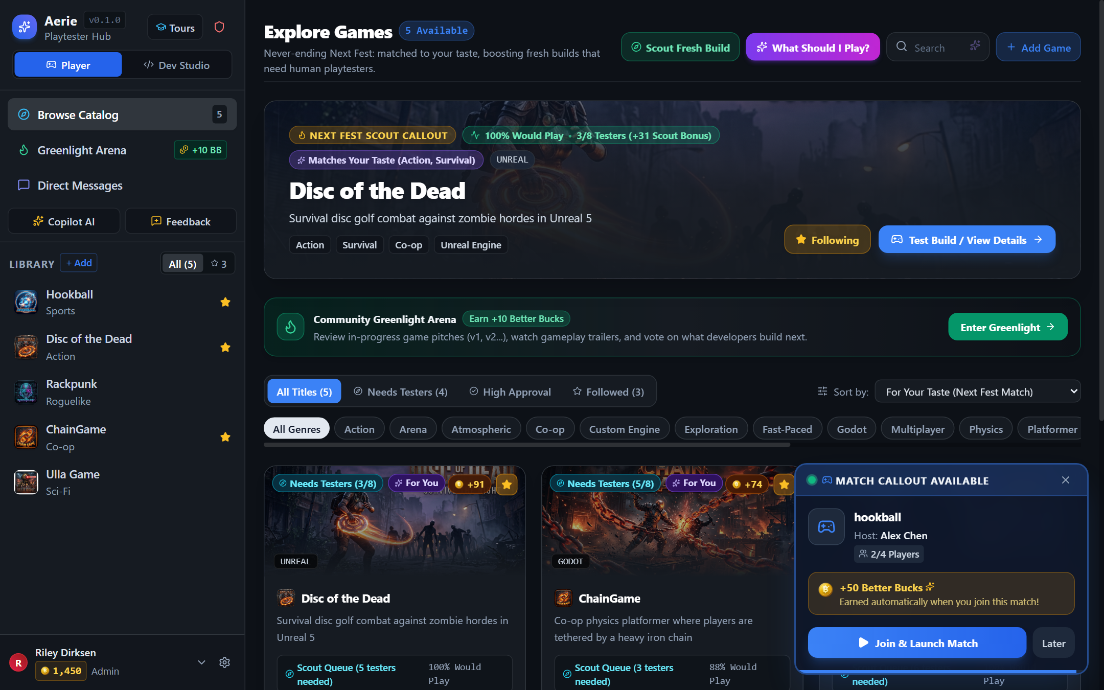 Browse Catalog — Never-Ending Next Fest with Scout Queue, Taste Matching, and Live Matchmaking Beacon Toast